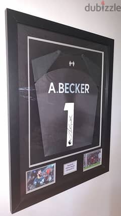 Alisson Becker Signed Jersey Framed - قميص أليسون بيكر الموقع مؤطر