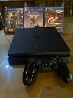 PS4 slim 500gb + 1 Controller + 3 Games سوني بلايستيشن ٤ + دراع