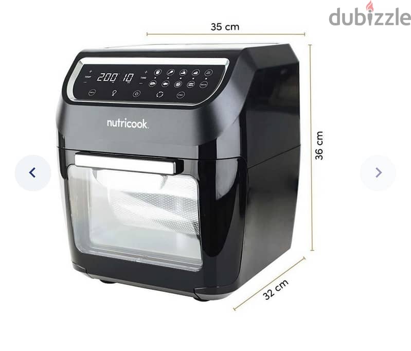 NutriCook Oven Fryer Without Oil 1800 Watt 12 Liter Black 1