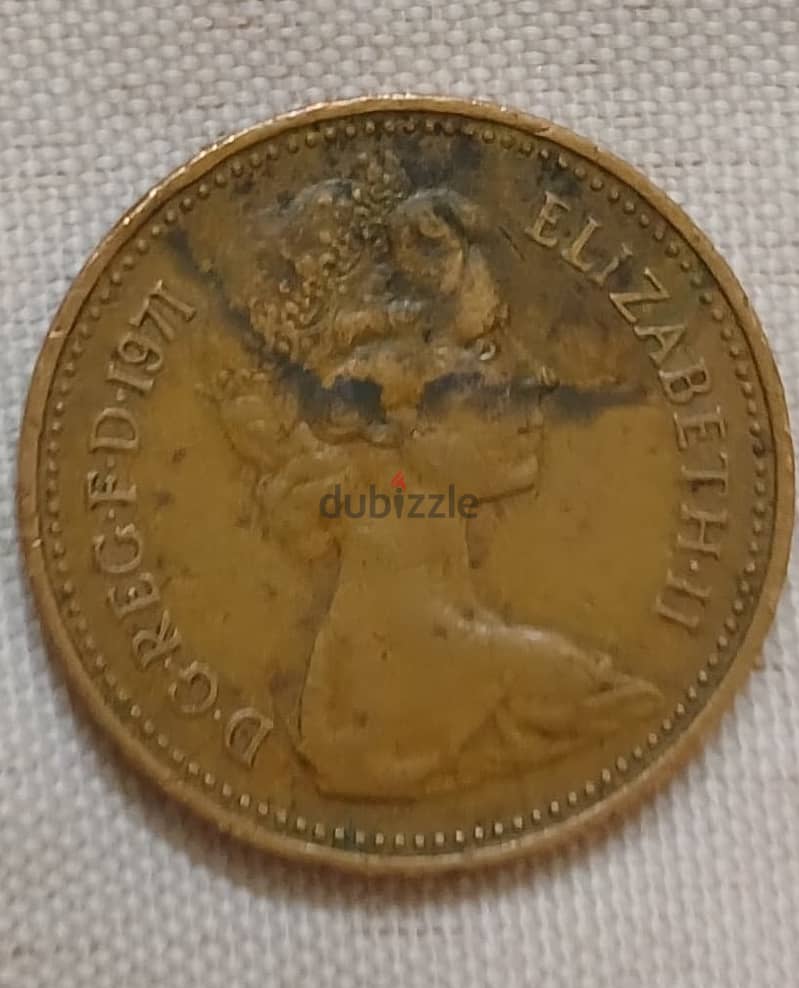 1971 New Penny 1P Elizabeth II United Kingdom 0