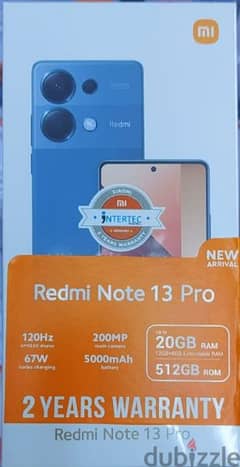 XIAOMI NOTE 13 PRO- شاومي نوت ١٣ برو جديد بالعلبة متبرشم 0