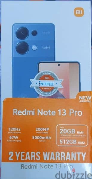 XIAOMI NOTE 13 PRO- شاومي نوت ١٣ برو جديد بالعلبة متبرشم