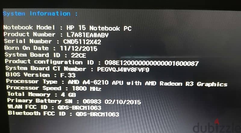 لاب توب HP AMD A4 جيل سادس كارتين شاشة 6