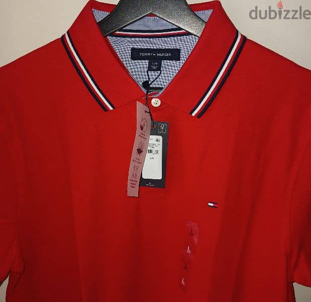 Tommy Hilfiger Men's Polo Shirt Size L Regular Fit - Red Color 1