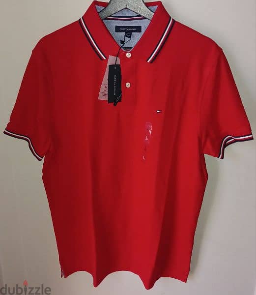 Tommy Hilfiger Men's Polo Shirt Size L Regular Fit - Red Color 2