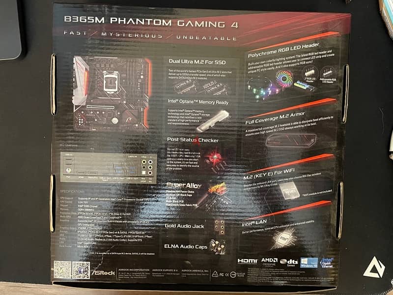 Intel i5 9400f CPU + 365M phantom gaming motherboard + 16gb Ram 4