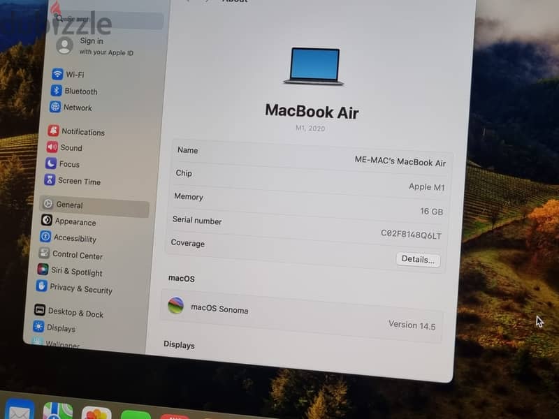 Macbook Air M1 8 Core 16G 512SSD بطاريه ٩٧٪ 6