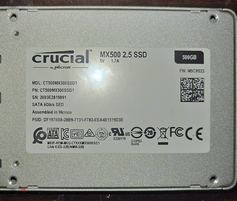 هارد  crucial ssd 500 g مستعمل بحالة الزيرو بهيلس 97% 7