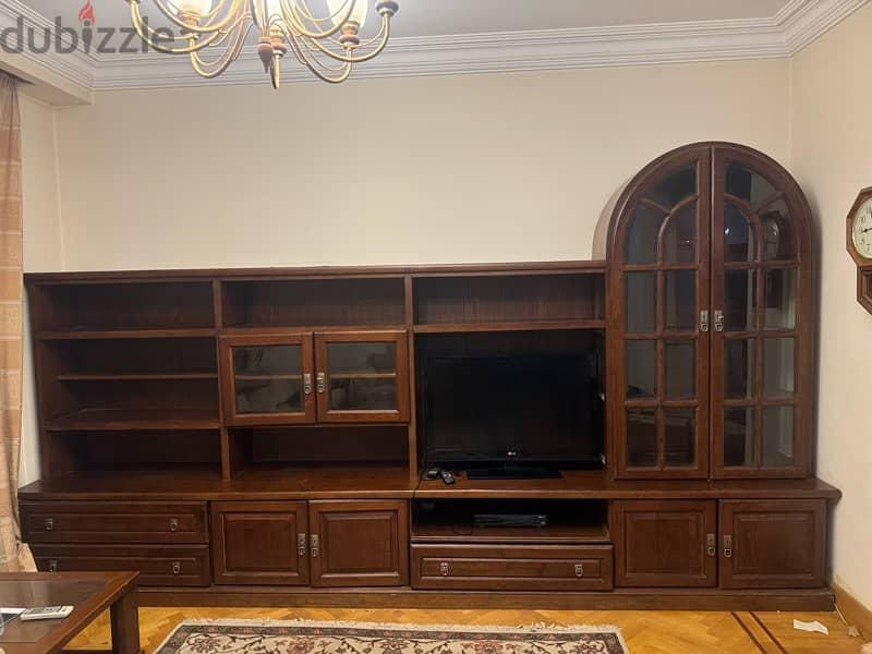 TV unit مكتبة تلفزيون خشب 8