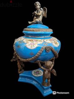 Magnificent Sevres with bronze turquoise center piece decorated 0