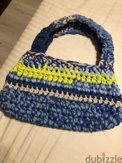 Multicolored handmade large crochet bag