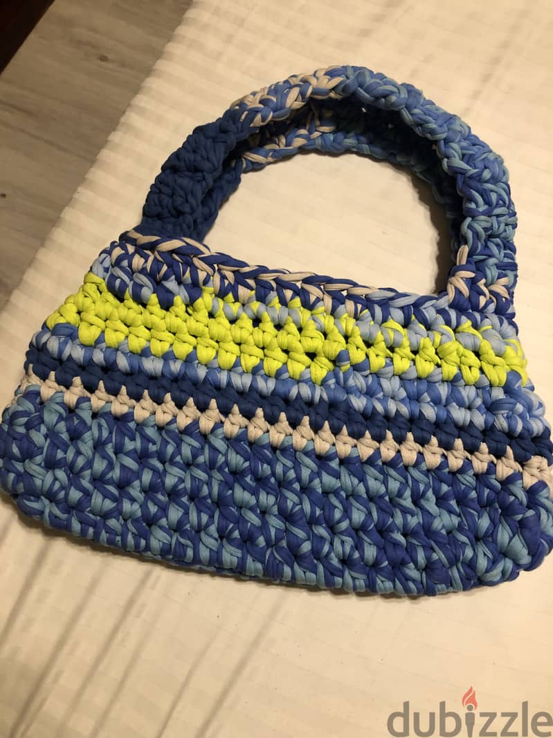 Multicolored handmade large crochet bag 0