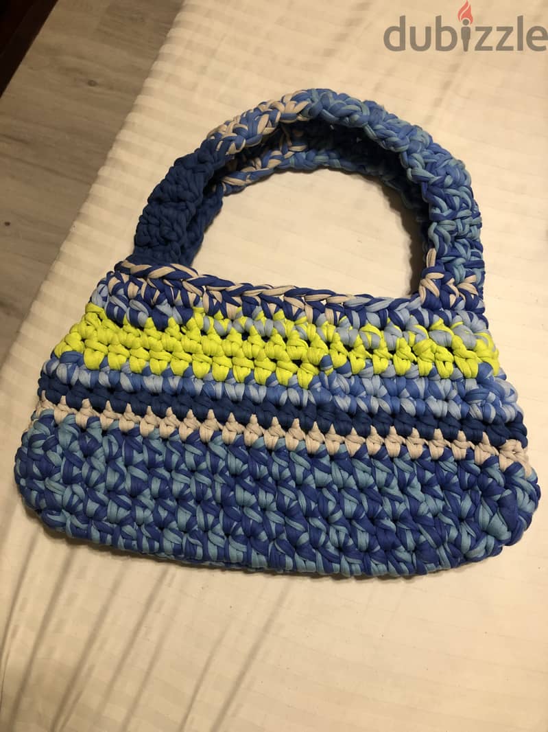 Multicolored handmade large crochet bag 1