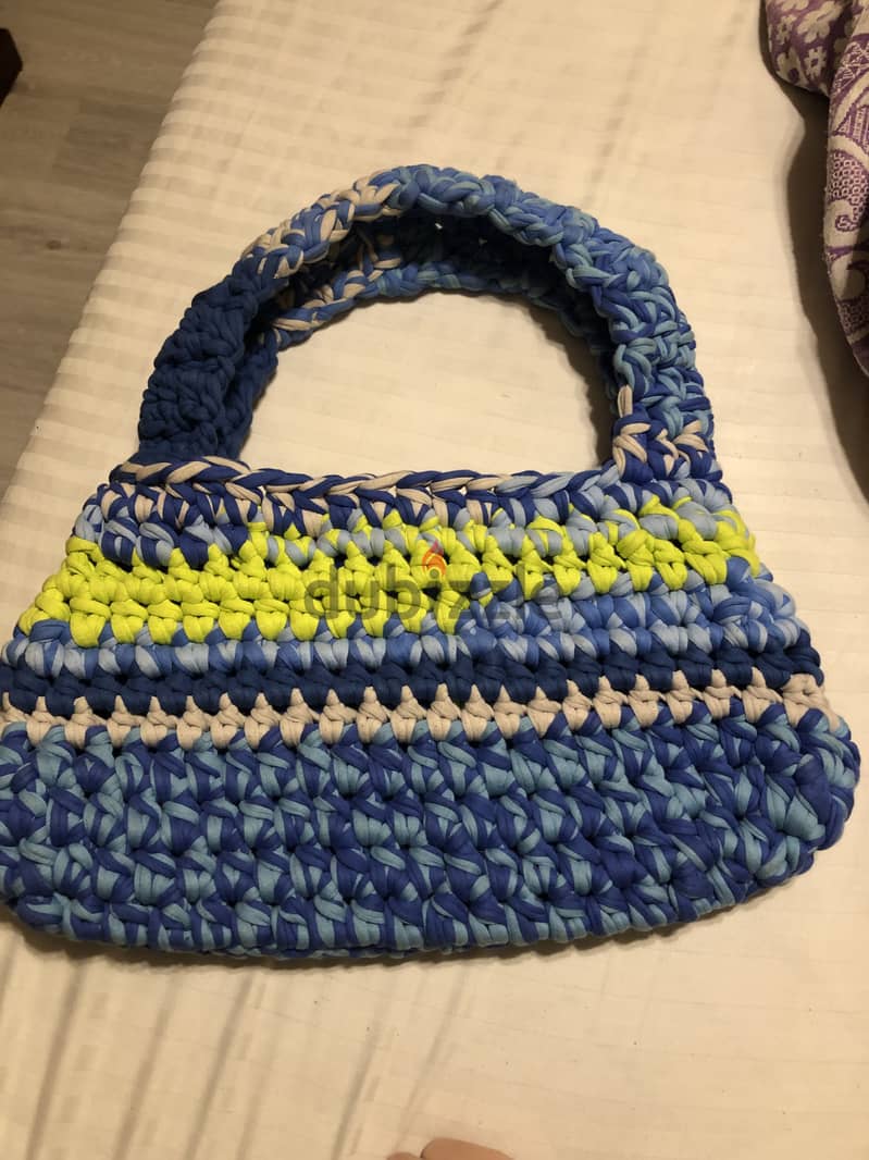 Multicolored handmade large crochet bag 2