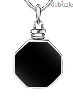 Black onyx double face silver pendant - دلاية فضة وجهين عقيق اسود