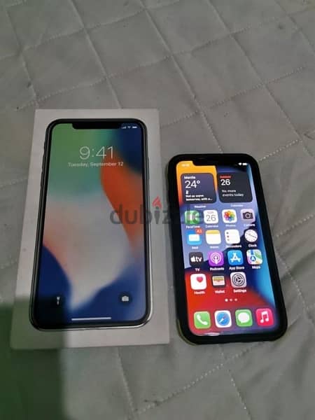 iphone x64 عليه وكابل وجراب وسكرينه مغير شاشه اصلي واقف بصمه فقط 1