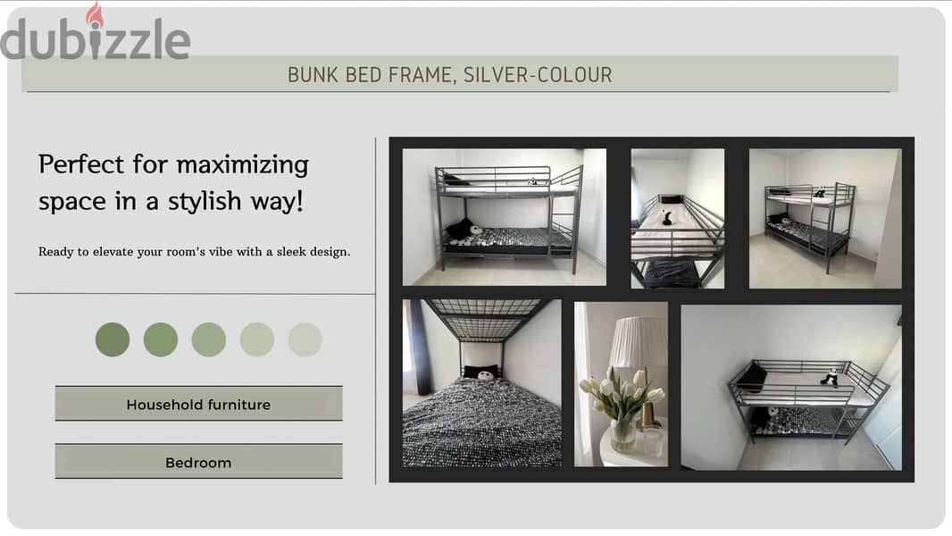 Bunk bed frame, silver-colour from IKEA 6