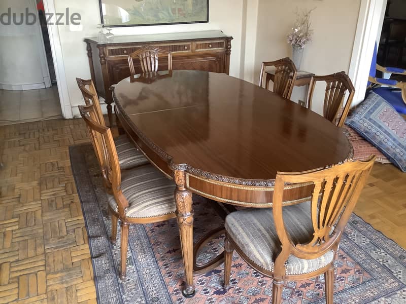 Dining set antique 1950 extending table 10 chairs 6