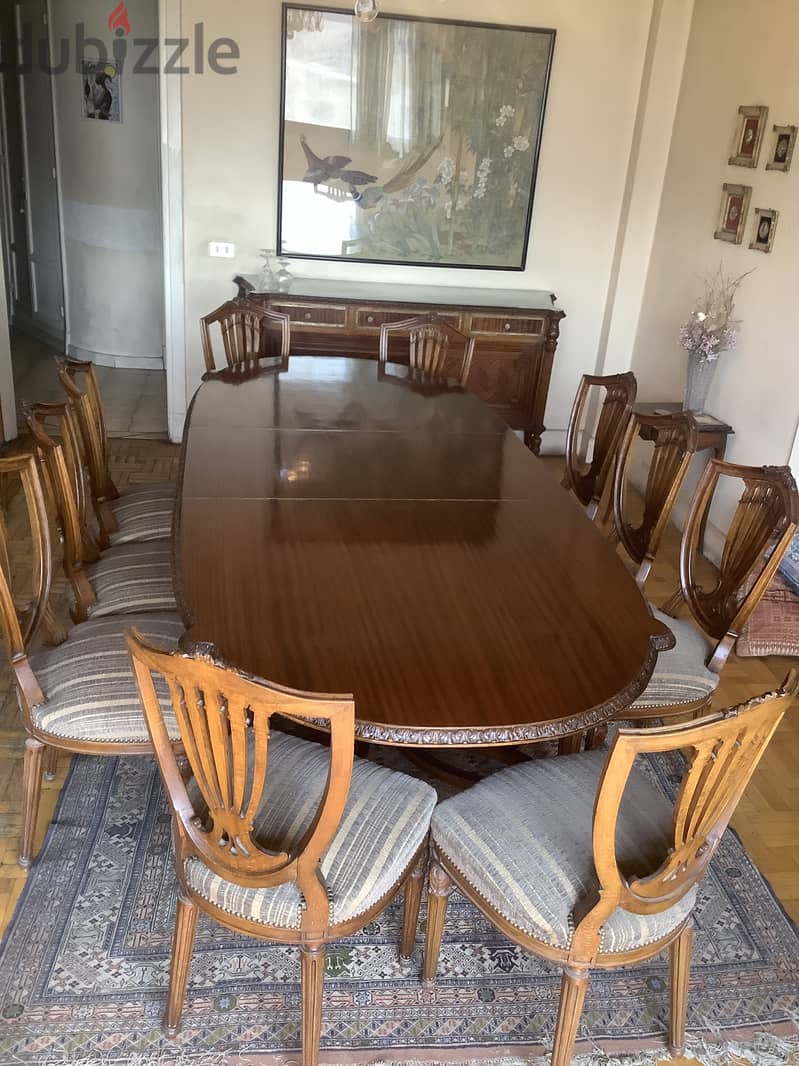 Dining set antique 1950 extending table 10 chairs 12