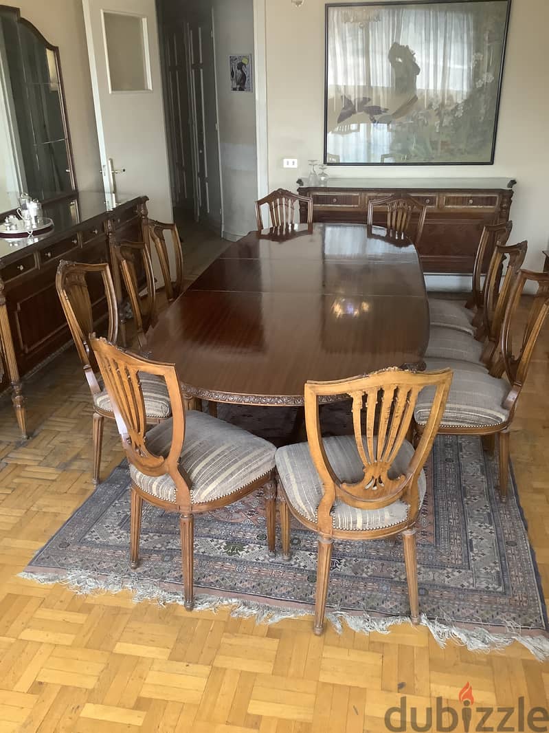 Dining set antique 1950 extending table 10 chairs 14