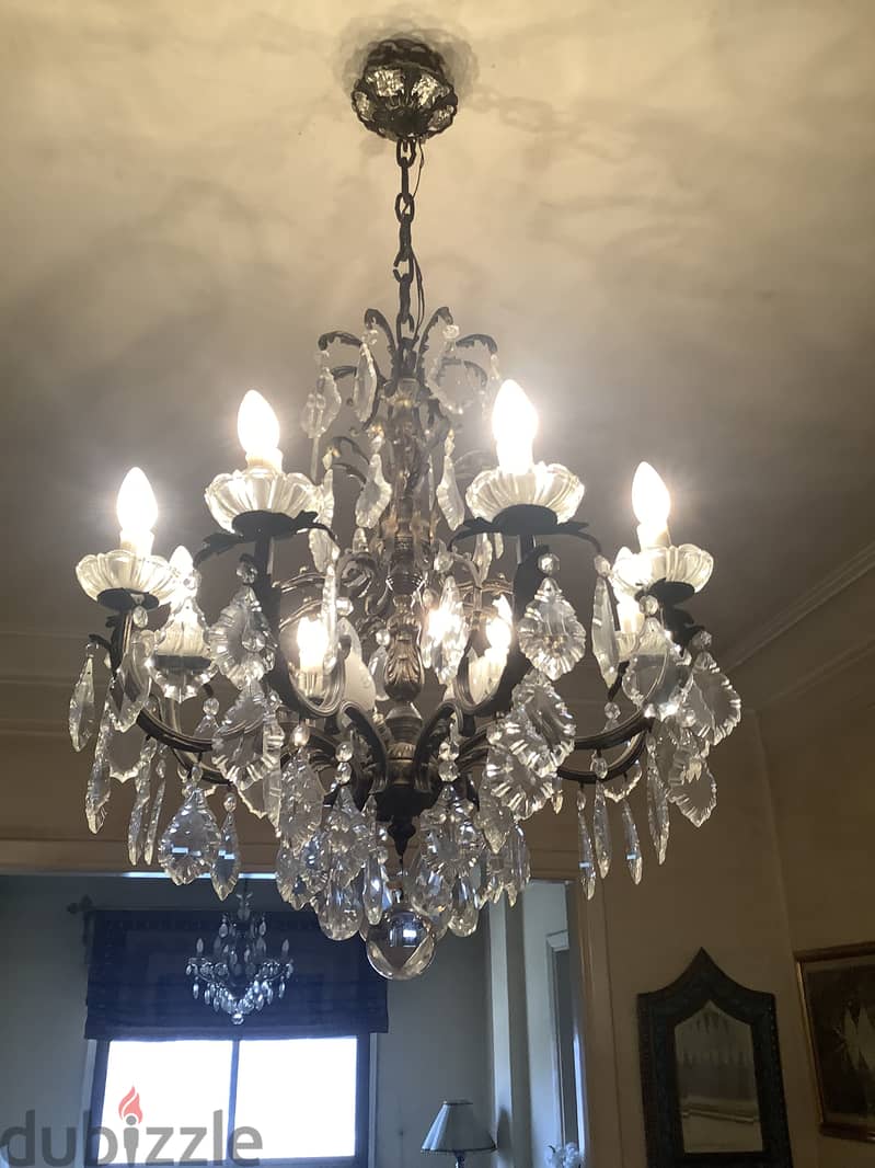 1960s Czechoslovakian Bohemian Crystal and brass Chandelier 0