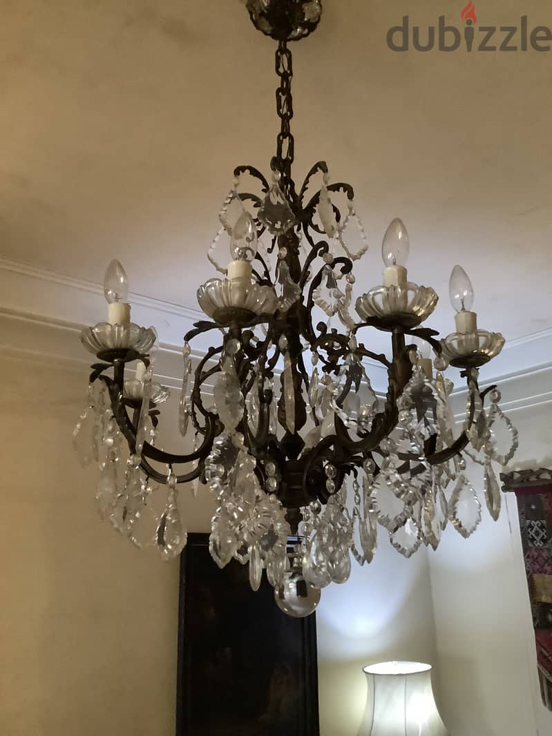 1960s Czechoslovakian Bohemian Crystal and brass Chandelier 1