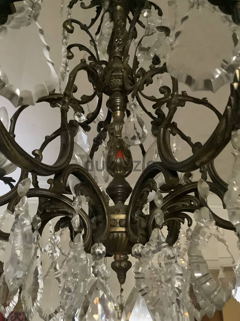 1960s Czechoslovakian Bohemian Crystal and brass Chandelier 2