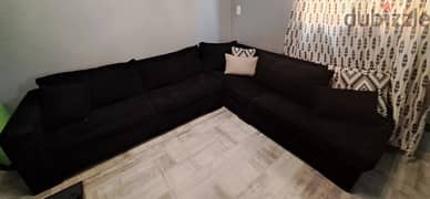 black L-Shaped Sofa ركنه حرف L 0