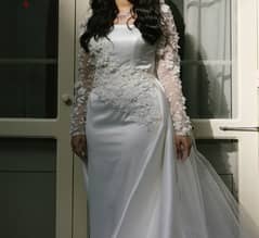 wedding dress فستان زفاف بالطرحه واكستنشن 0