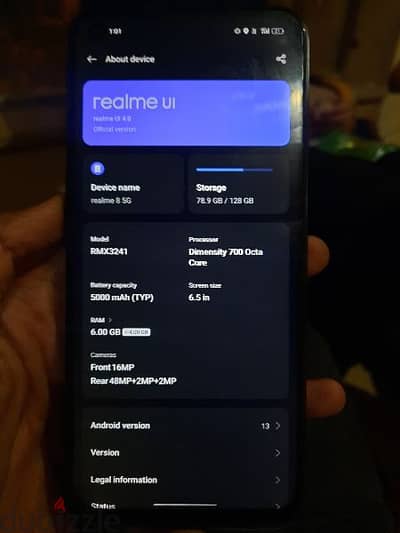 realme 8 5g للبيع بالعلبة او للبدل