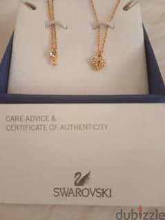 swarovski 2 necklaces set heart and key open box 0