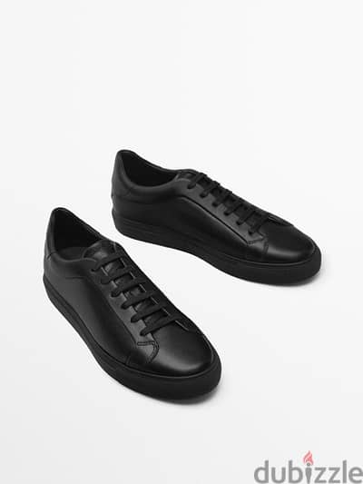 Massimou Dutti Black Leather Sneakers