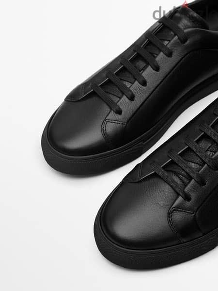 Massimou Dutti Black Leather Sneakers 1