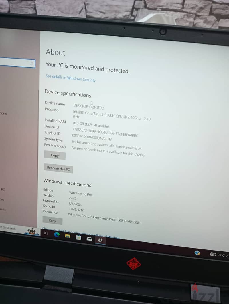 Hp Omen Gaming 15 dc1xxx i5 9300H 3