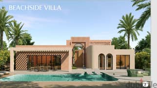 With a 10% down payment, a 3-storey villa with double view on the sea and lagoon, fully finished, in Ras Al-Hikma from Sodic, North Coast, new phase, 0