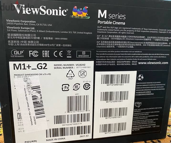 ViewSonic  M1+_G2 smart led Portable Cinema Projector 2