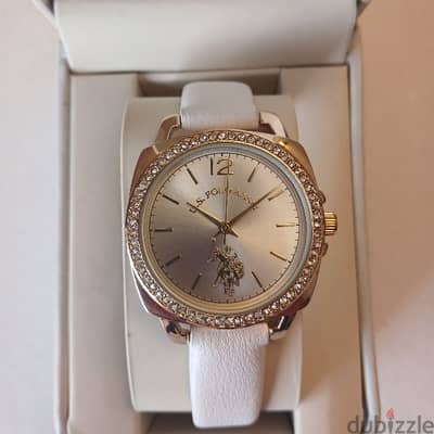 U. S. Polo Assn. Women's Rhinestone Case Strap Watch New