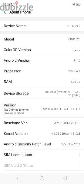 Oppo f9 /128giga/6giga ram duos 4