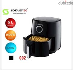 Sokany Air Fryer Without Oil, 1500 Watt, 5.0 Liters, Black - AF-002