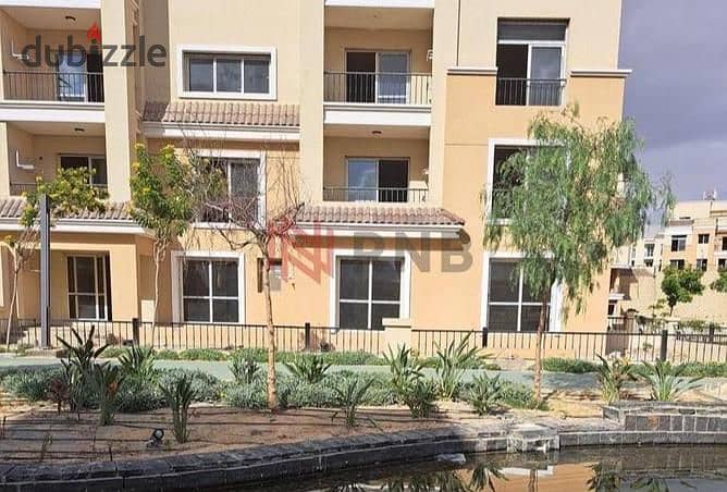 With the lowest down payment, I own a 130 sqm apartment, ground floor, in a large garden, in New Cairo 3