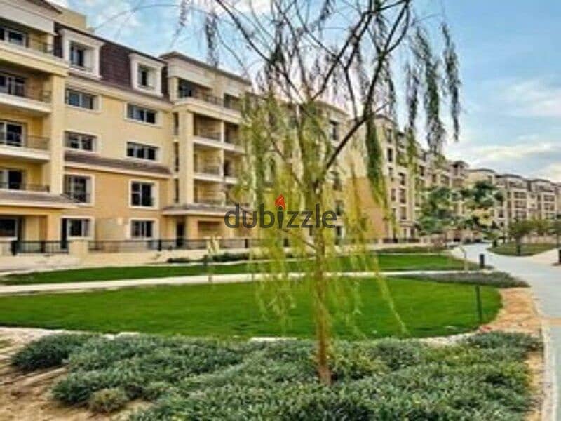 With the lowest down payment, I own a 130 sqm apartment, ground floor, in a large garden, in New Cairo 8