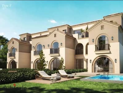 Townhouse villa, 5 master rooms, prime location, for sale in Sarai Compound, directly in front of Madinaty - Sarai