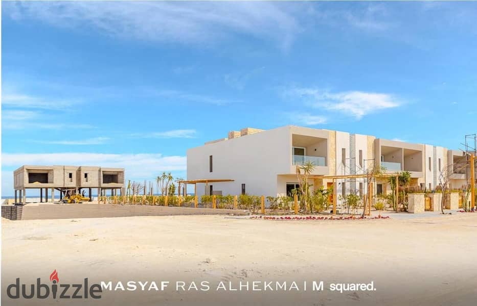 Twin house, third row on the sea, immediate receipt, finished, with air conditioning, in Al-Masif Compound, North Coast 3