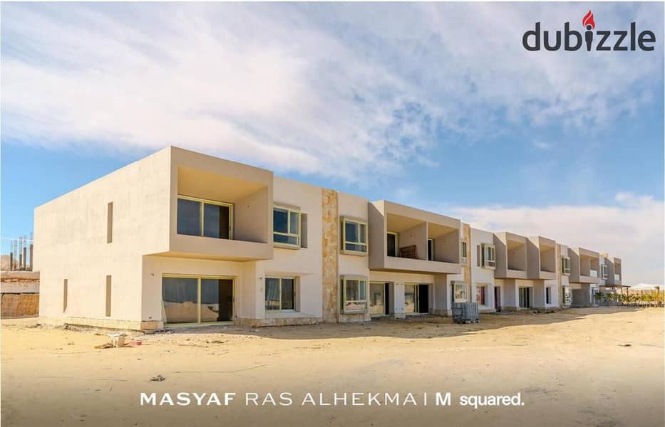 Twin house, third row on the sea, immediate receipt, finished, with air conditioning, in Al-Masif Compound, North Coast 4