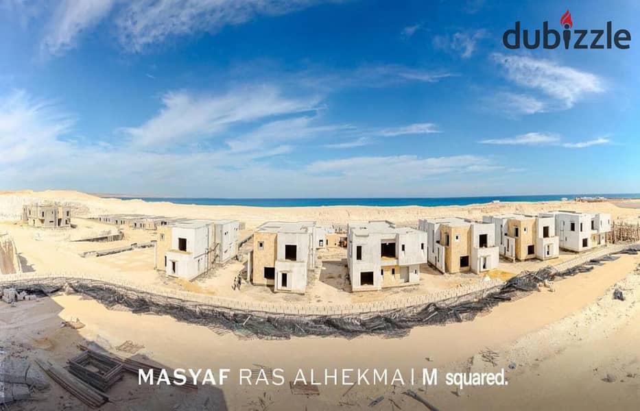 Twin house, third row on the sea, immediate receipt, finished, with air conditioning, in Al-Masif Compound, North Coast 6