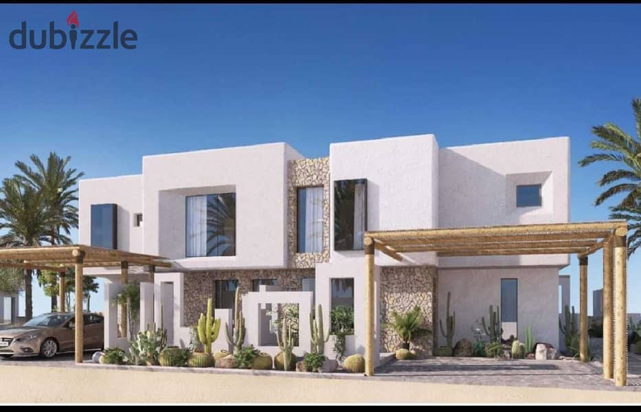 Twin house, third row on the sea, immediate receipt, finished, with air conditioning, in Al-Masif Compound, North Coast 9