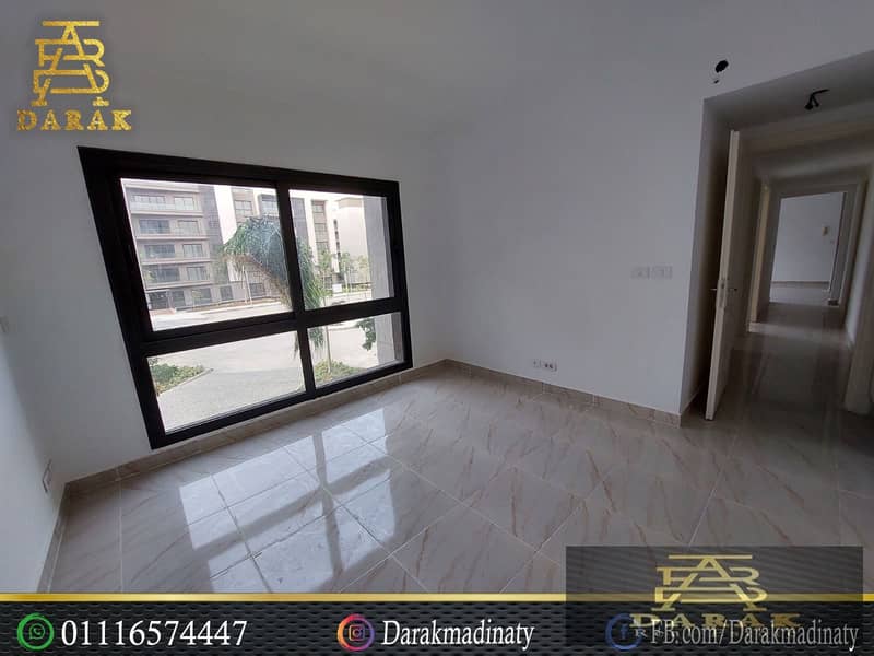 A prime apartment for rent in Madinaty, 133 sqm, with an open view in B15 right in front of the services area, first occupancy. 9