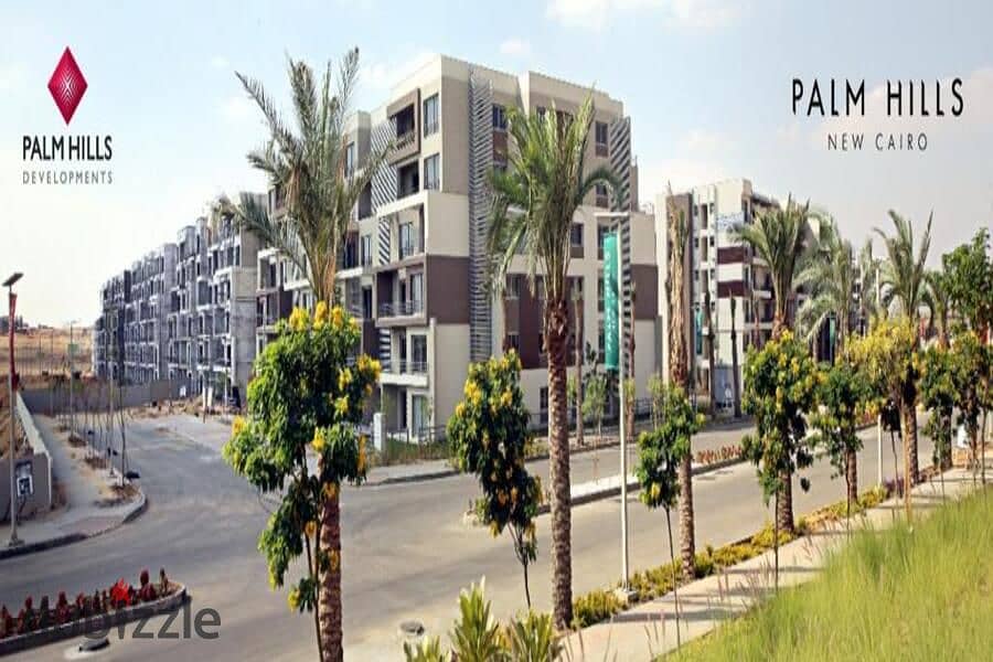 In the best location in the Fifth Settlement, own a fully finished two-bedroom apartment in Palm Hills New Cairo 2