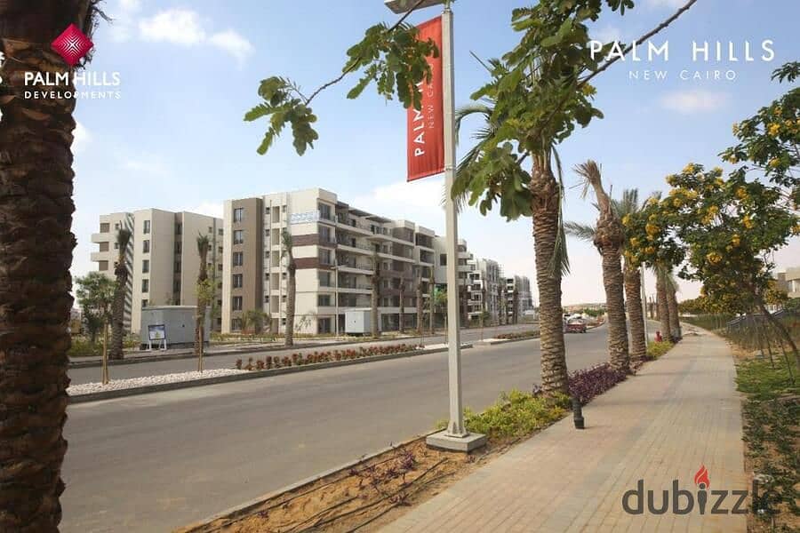 In the best location in the Fifth Settlement, own a fully finished two-bedroom apartment in Palm Hills New Cairo 3