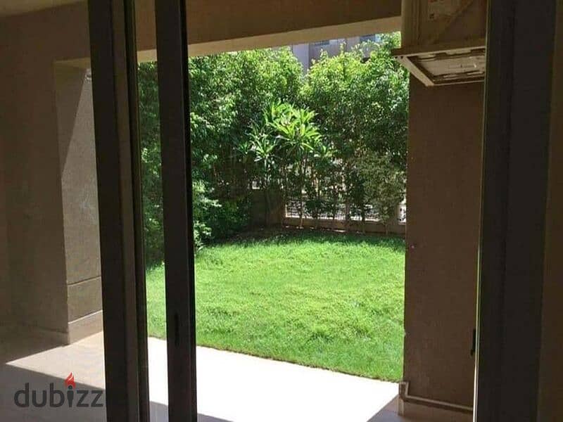 Apartment with garden fully finished for sale in Palm hills new cairo fifth settlement near to AUC 2